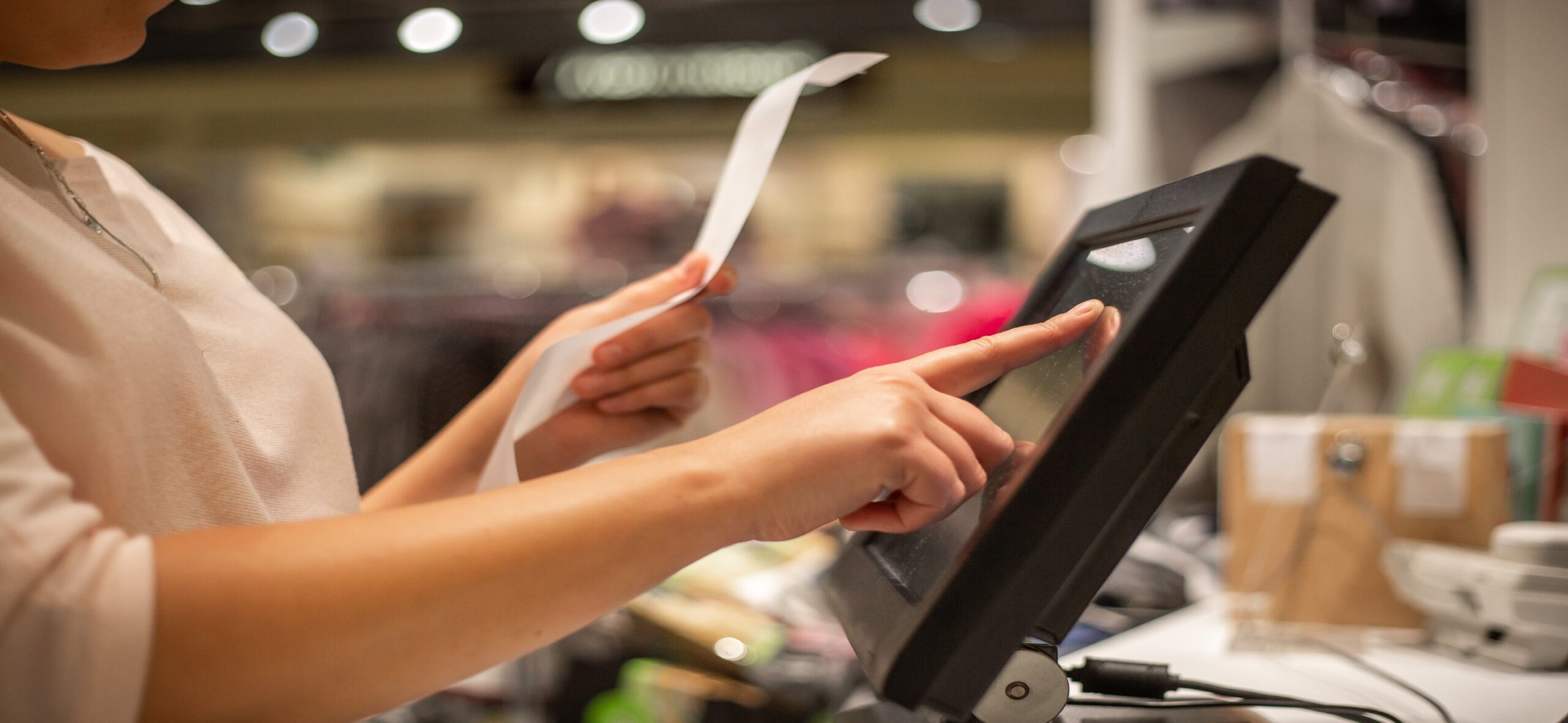 woman working with POS