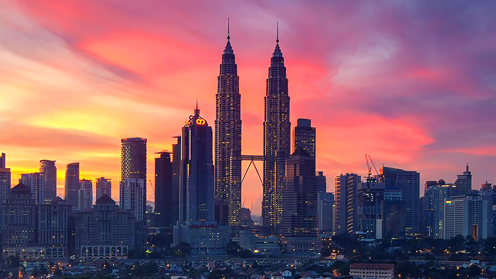 Kuala Lumpur landscape against a sunset sky